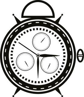 Classic Three-Face Alarm Clock Design PNG