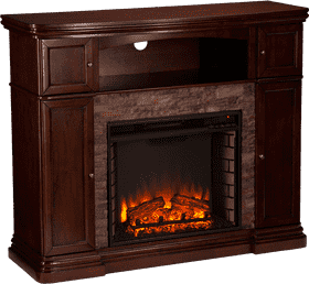 Elegant Electric Fireplace with Realistic Logs PNG
