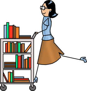 Library Interior with a Joyful Librarian PNG