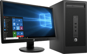 Sleek HP Desktop Computer with Windows Interface PNG