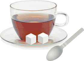 Elegant Tea Cup with Sweet Sugar Cubes PNG