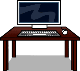 Computer Part Desktop Setup with Monitor and Keyboard PNG