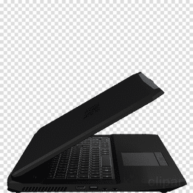 Sleek Black Laptop with Open Lid PNG