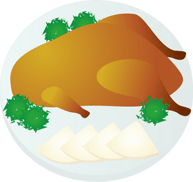 Chinese Roast Chicken with Herb Garnish PNG