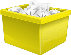 Bright Yellow Recycling Bin for Paper Waste PNG