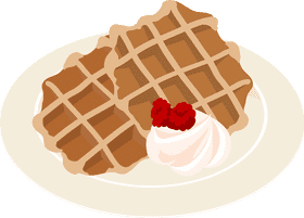 Delicious Waffle Delight with Whipped Cream and Berries PNG