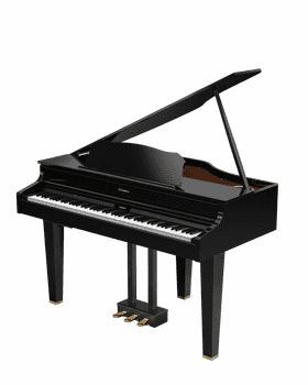 Elegant Piano Harmony in Black Gloss Finish PNG