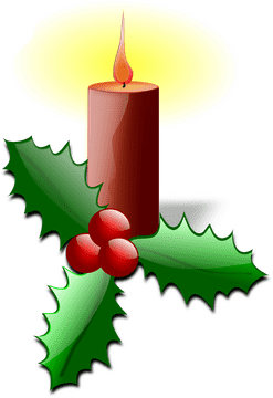 Festive Holiday Candle Holder with Holly Accents PNG