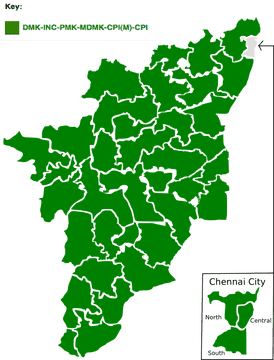 Political Distribution Map of Tamil Nadu PNG