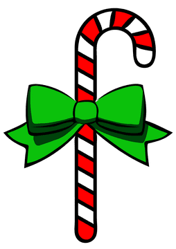 Festive Walking Cane with Green Bow PNG