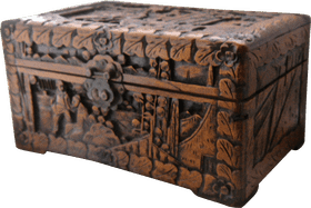 Intricately Carved Chinese Decorative Box PNG