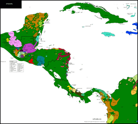 Diverse Ecosystems Map of Central America PNG