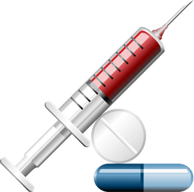 Syringe with Capsules for Medication PNG