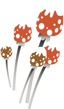 Whimsical Mushroom Family with Frosty Caps PNG