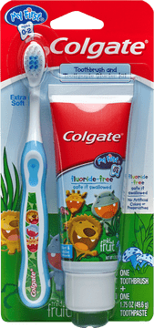 Colgate Kids' Fluoride-Free Toothpaste and Toothbrush Set PNG