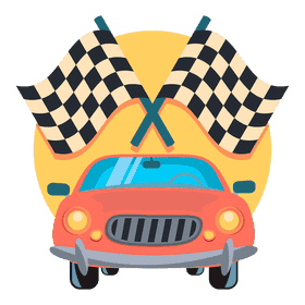 Classic Race Car with Checkered Flags PNG