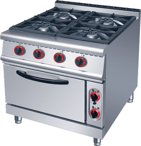 High-Efficiency Gas Stove with Four Burners PNG