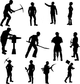 Silhouettes of Dedicated Factory Workers in Action PNG