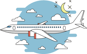 Dreamy Airplane Night Flight Over Clouds PNG