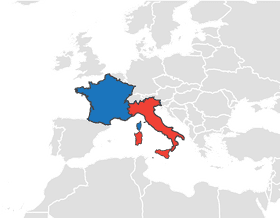 European Map Highlighting France and Italy PNG
