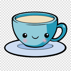 Cheerful Blue Tea Cup on a Saucer PNG