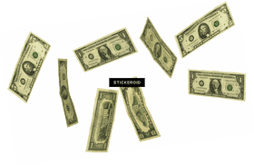 Floating Dollar Bills Display PNG