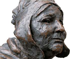 Bronze Sculpture of a Thoughtful Woman PNG