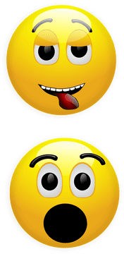 Smiley Expressions of Joy and Surprise PNG
