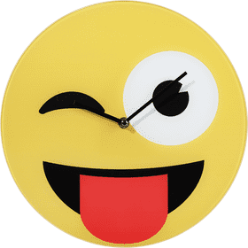 Playful Smiley Clock with Winking Face PNG