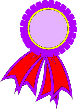 Vibrant Purple Ribbon Award with Red Streamers PNG