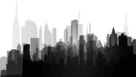 Elegant City Skyline Silhouette at Dusk PNG