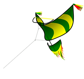 Vibrant Green and Yellow Kite in Flight PNG