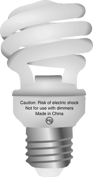 Energy-Efficient Light Bulb with Caution Indicators PNG