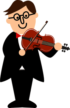 Joyful Violinist in Formal Attire PNG