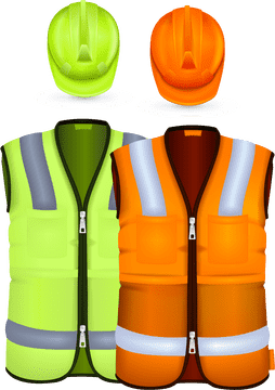 Bright Safety Helmet and Vest Set PNG