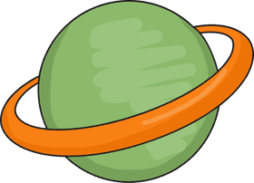 Green Planet with Vibrant Orange Rings PNG