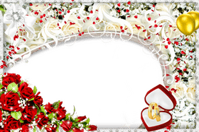 Elegant Floral Wedding Photo Frame PNG