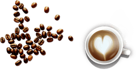 Heartfelt Brew of Fresh Coffee Beans PNG