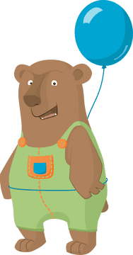 Bathroom Buddy Bear with Balloon PNG