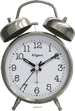 Classic Silver Alarm Clock Design PNG