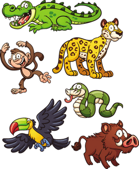 Colorful Cartoon Animal Friends Adventure PNG