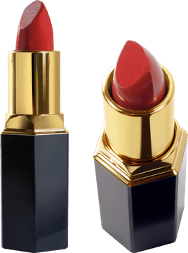 Elegant Red Lipstick in Luxurious Packaging PNG