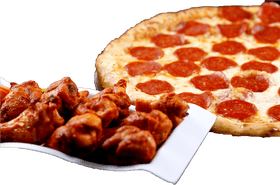 Pizza and Wings Presentation Delight PNG