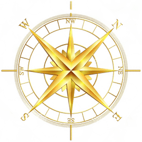 Golden Compass Rose of Direction and Discovery PNG