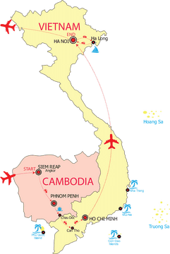 Vietnam-Cambodia Adventure Map Highlights PNG