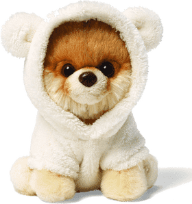 Cuddly Plush Toy Puppy in Fluffy Hoodie PNG