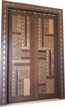 Ornate Patterned Wooden Door PNG