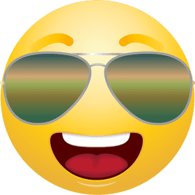 Cool Sunglasses Emoticon with a Big Smile PNG