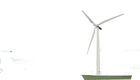 Graceful Wind Turbine Against a Dark Sky PNG