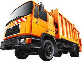 Bright Orange Delivery Truck in Action PNG